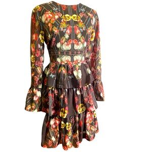 Tiered Flounce Hem Floral Dress